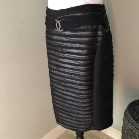 Michael Tyler Black metallic Pencil skirt Women’s Sz small - Picture 4 of 10